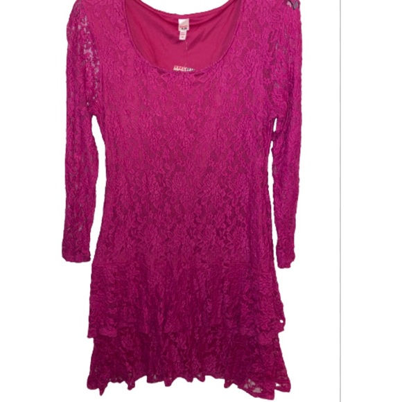 BONGO Dresses & Skirts - 🎉1xl Formal Pink Lace/Lined/ Double Tier Ruffle Hem Dr…